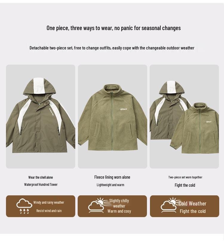Boys' 2025 Stylish Detachable Outerwear: Cotton-Padded Spring & Autumn Jacket