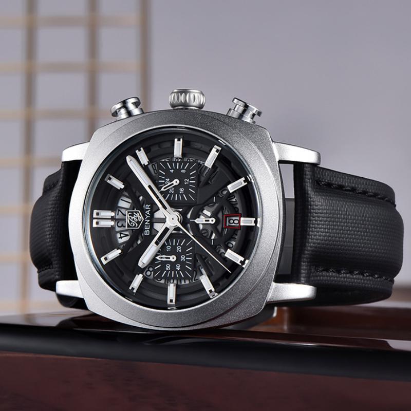 BENYAR Men's Fashion Sports Multi Functional Waterproof Calendar Business Quartz Watch