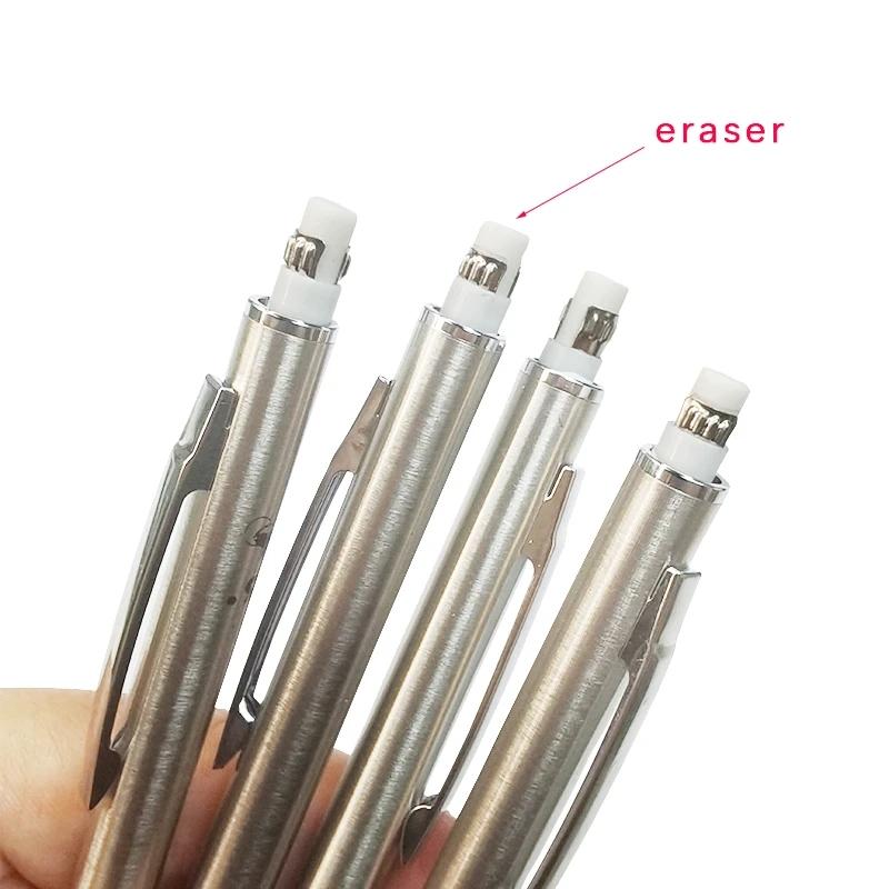 0.5 0.7 0.9mm Metal Mechanical Pencil With Eraser Set 2b/hb Lead Art Sketch Drawing Supplies Automatic Pencil Writing Stationery