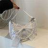 Women's Shoulder Bag Trendy Retro Handbag Canvas Bag Bow-Embellished Pearl Handbag For Trend-Setting Street Fashi Evening Out