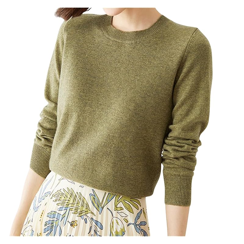 

[unifiss] knit tops basic simple crew neck Plain color long sleeve casual spring and autumn ladies touch Comfortable to wear Smoothly Yawaraka