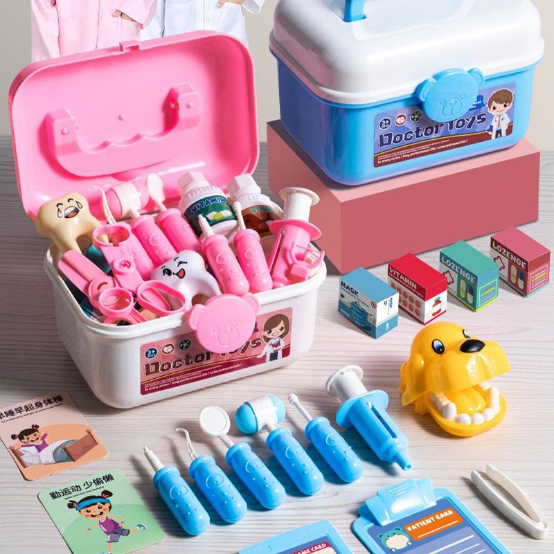 42PCS Children's Doctor Toy Girl Simulation Home Puzzle Set Kindergarten Stethoscope Nurse Injection Teeth Doctor Playing Toy