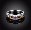 Hecheng Rainbow Zircon-Inlaid Titanium Steel Rings for Women - Colorful Fashion Jewelry