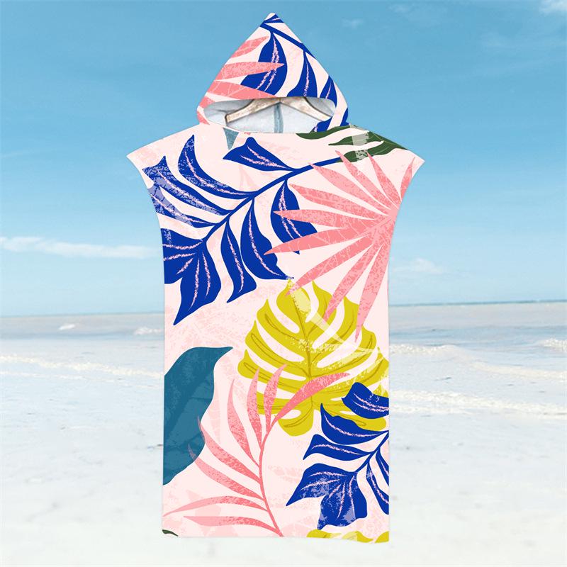 Microfiber Quick-Dry Hooded Beach Poncho Bathrobe for Adults