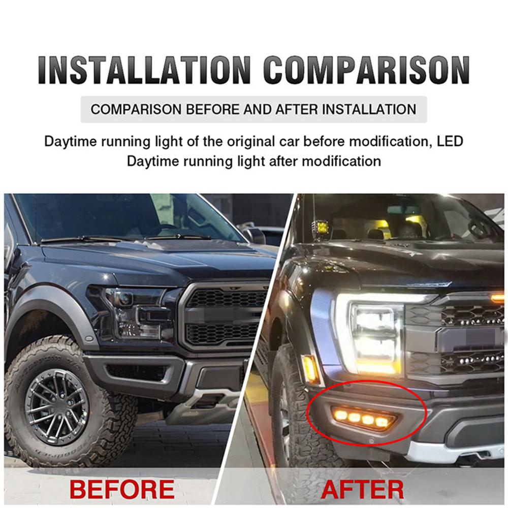 2× LED Daytime Running Lights Flowing Turn Signal Lamp For Ford F150 Raptor 2022
