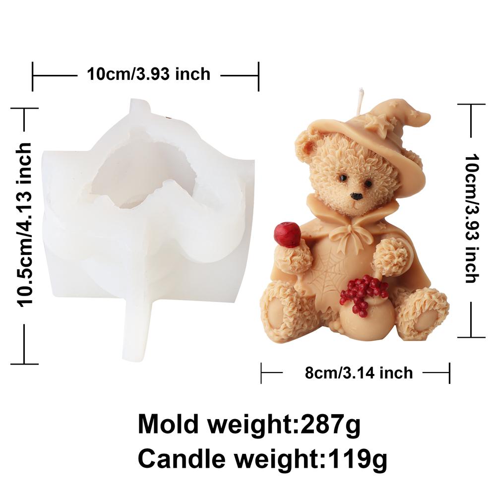 Stampo per candela profumata a forma di orso carino 3D Stampo per sapone in resina a forma di orso per candele Decorazione per la casa Stampo in silicone per candela a forma di orsetto in resina