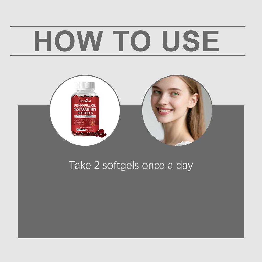 DOCTEAT Astaxanthin Fish Oil Capsules - Gentle Daily Support for Body Comfort.