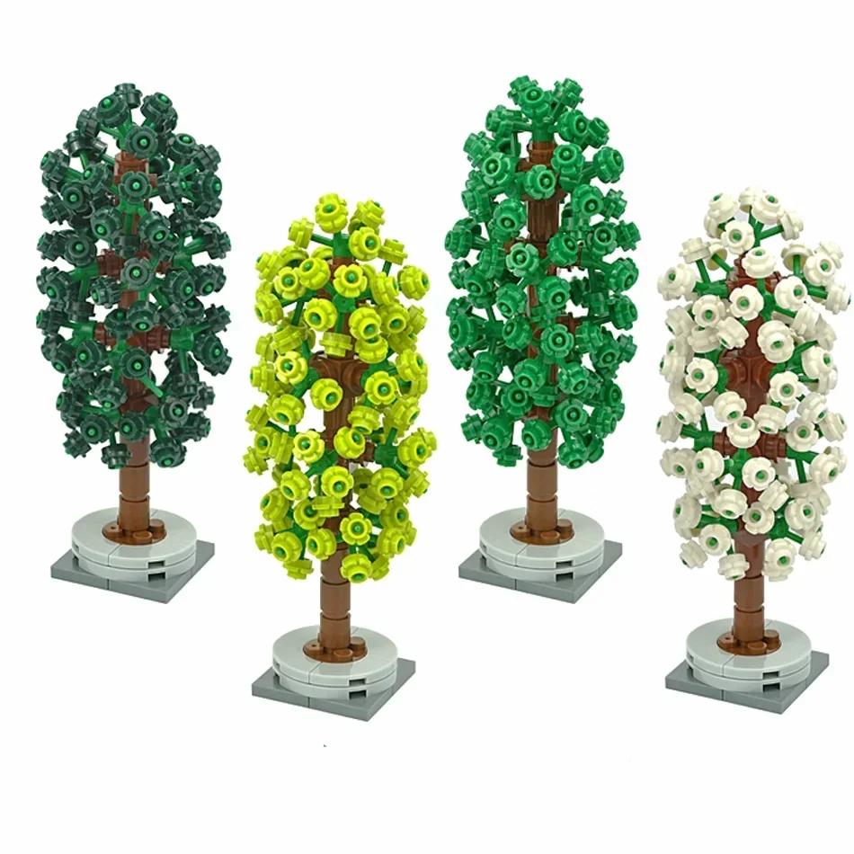 MOC Plants Accessories Bricks 3471 2435 6064 3778 City House Trees Pine Prickly Bush Green Grass Military Building Toys
