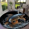 1pc General-purpose Rug, Fierce Big Fish Printed Round Rug, Comfortable Office Chair Carpet, Home Entrance Floor Mat