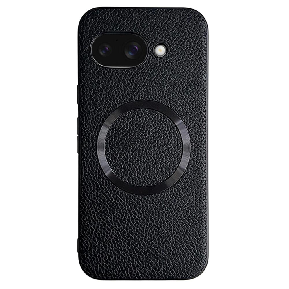 

Для чохла Google Pixel 9a Сумісний з MagSafe PU Шкіра+ТПУ Задня кришка телефону Black