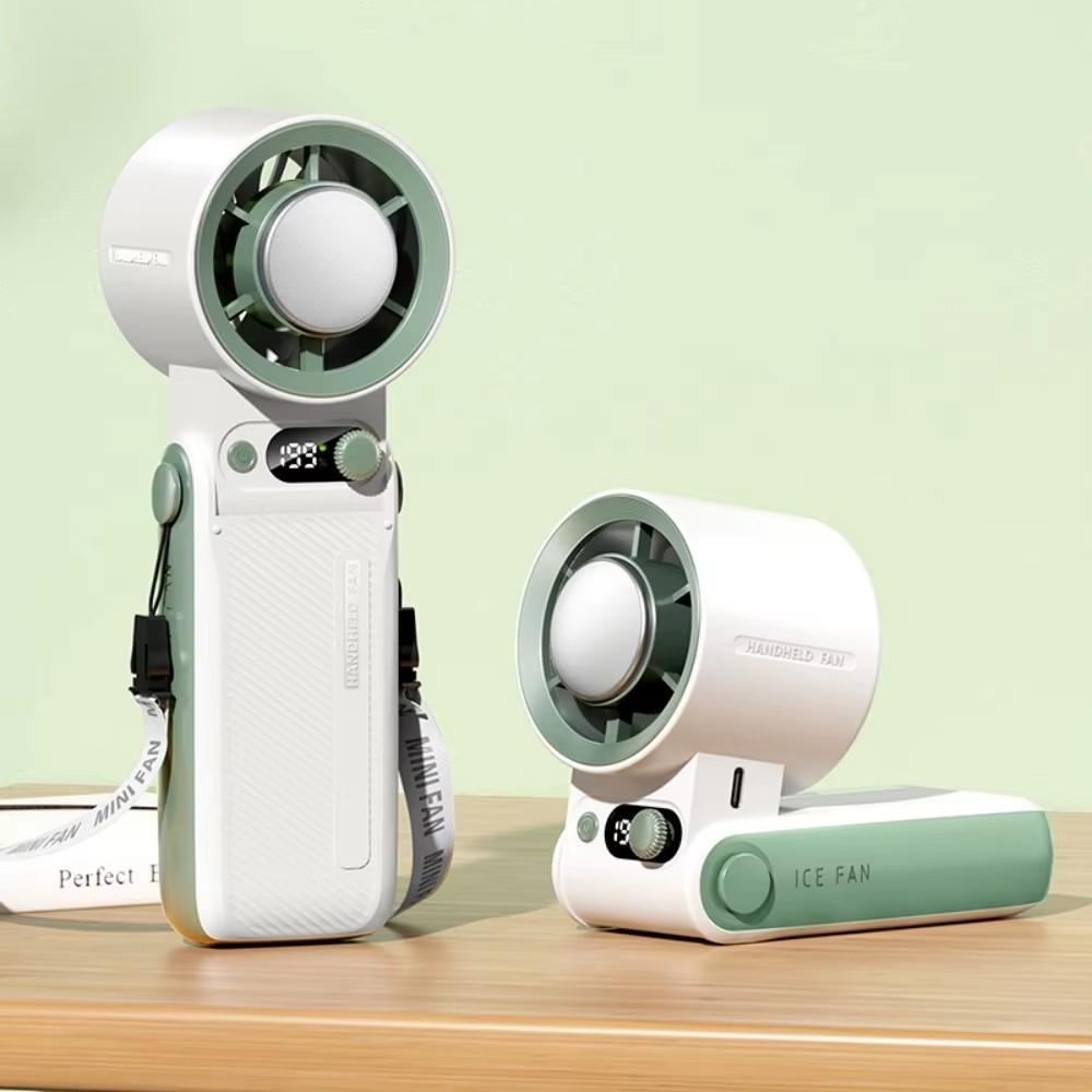 Mini Handheld Ice Compress Fan with Atmosphere Light 199 SpeedsUSB Rechargeable Turbo FanLED Light Display