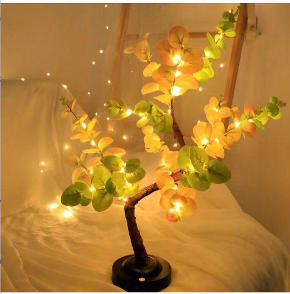 USB LED Cherry Blossom Crystal Tree Lamp for Room Decoration - Rose Flower Light with Colorful Simulated Lights