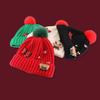 Bow Christmas Plush Cap Soft Thickened Brimless Cap Versatile Red Knitted Woolen Hat  Girls