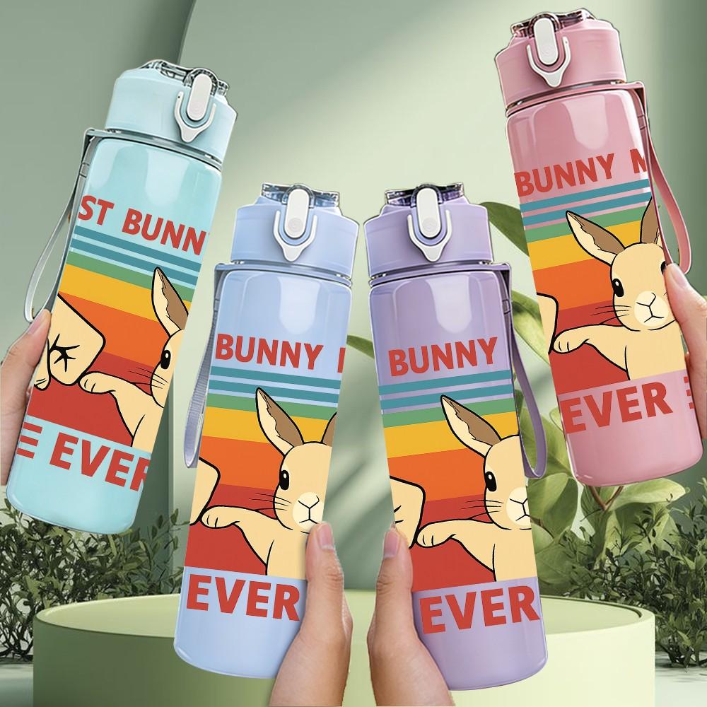 1PC Best Bunny Mom Art 750ml Color Plastic Sports Water Bottle Leakproof Flip Straw Lid Suitable for Sports Office Home Use