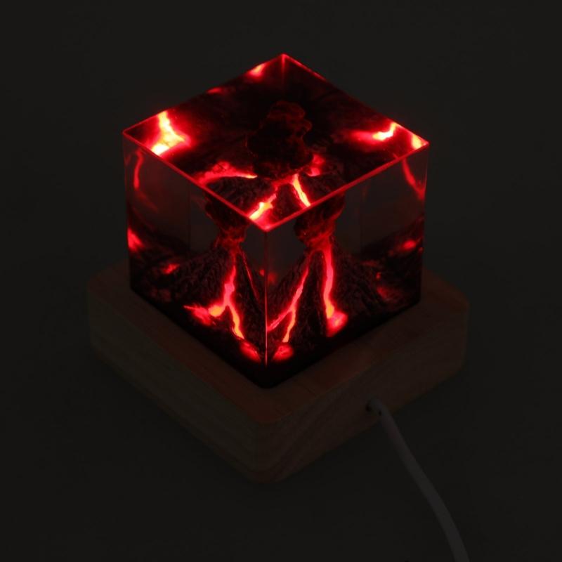 Striking Fire Sculpture Volcano Eruptions Night Light Impressive Detailing Eruptions Sculpture Night Lamp Home Decors