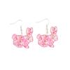Cross-border New Cute Pink Rabbit Earrings 2D Flat Acrylic Creative Flower Pattern Animal Earrings