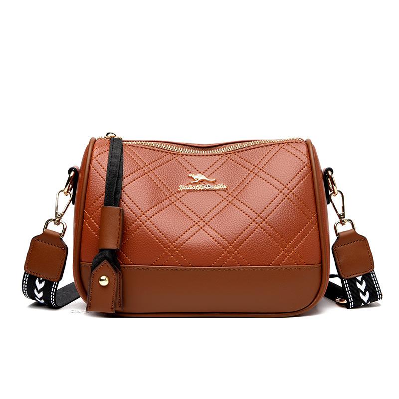 New Women's Bag Simple and Versatile Middle-aged Mother's Embroidered Diamond Crossbody Bag Large Capacity Shoulder Bag