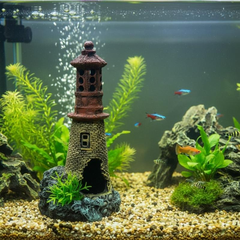 Harze Aquarien Leuchtturm Dekoration Handbemalt Aquarien Ornament Szenen Büros Ornament Skulptur