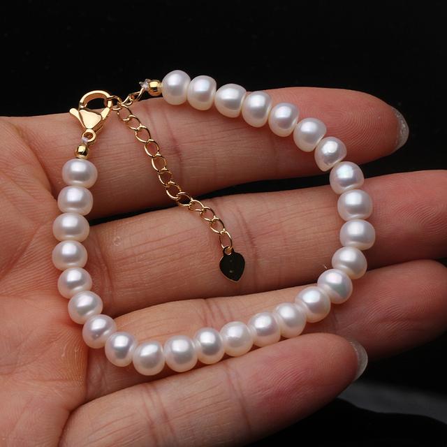 Skutečné přírodní barevné bílé perleťový náramek pro ženy Klasický svatební náramek ze sladkovodních perel