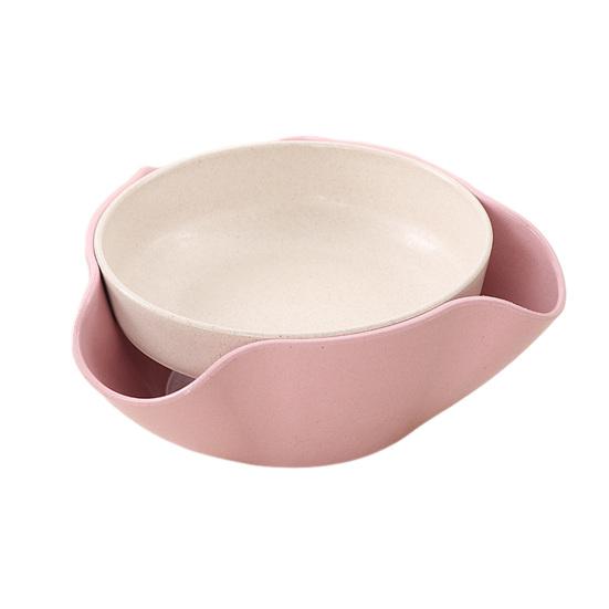 Double Dish Snack Bowl Straw Snack Serving Dish with Shell Storage for Pistachios Edamame Fruits Candy Cherries Nuts