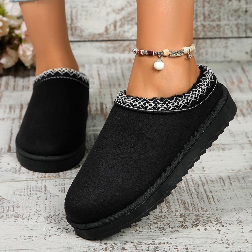 Snow Boots Women's New Winter Velvet Thick Sole Heightened Bag Head Large Size Velvet Thickened Cotton Shoes