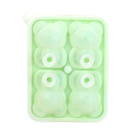 

Форма для кубиков льда в форме медведя, силиконовая, с легким извлечением, для морозильной камеры, милый животный льдогенератор для коктейлей, кофе, летний кухонный инструмент светло-зеленый
