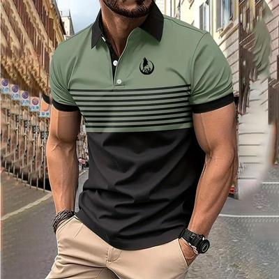 Neues Sommer-Trend-Poloshirt für Herren mit Stehkragen, 100 % Polyester, 3D-Digitaldruck, Business-Casual-Poloshirt