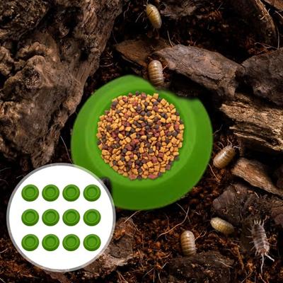 12Pcs Dubia Roaches Feeder Bowls Round Tiny Feeding Dish Colorful Food Dishes with Slope Access for Isopods Springtails Dwarf Invertebrates Terrarium
