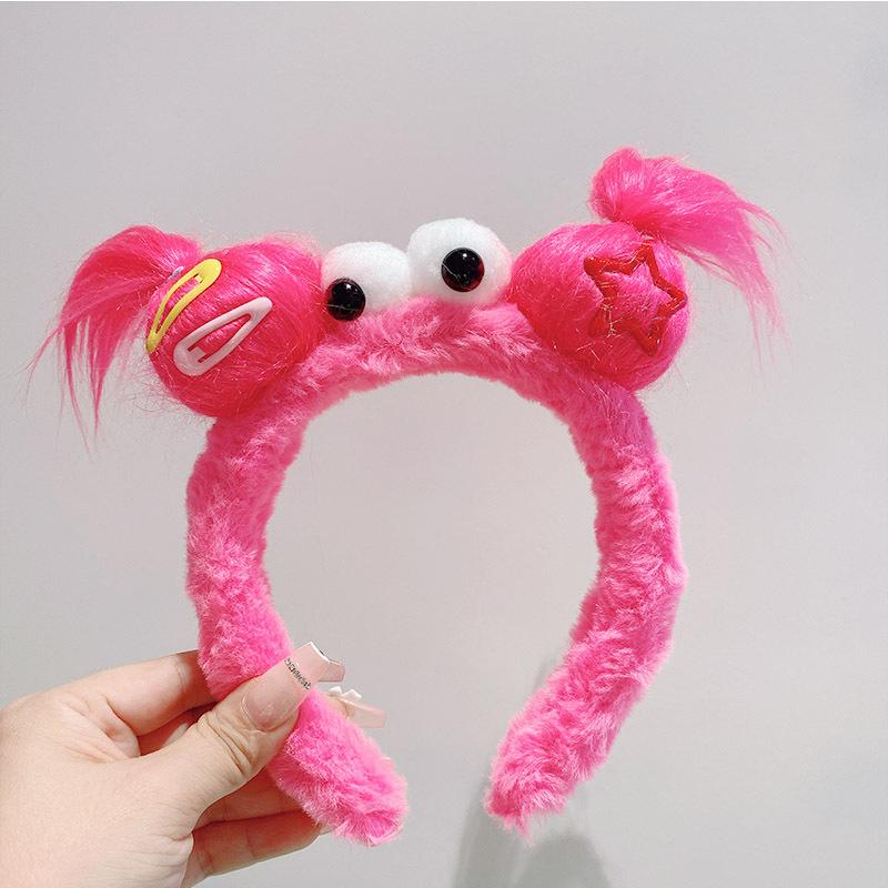 New Funny Plush Ugly Doll HairBand Female Winter Cute Cartoon Face Wash Hairband Hair Hoop Korean Girl Hair Grotto Headband
