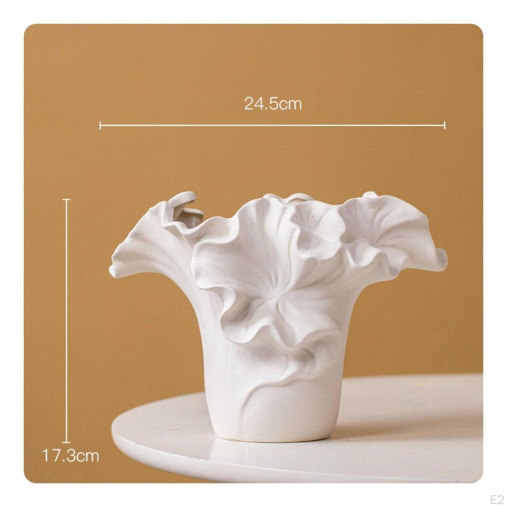 Handmade Ceramic Vase Artistic Design Ruffled Wavy Rim for Homestay