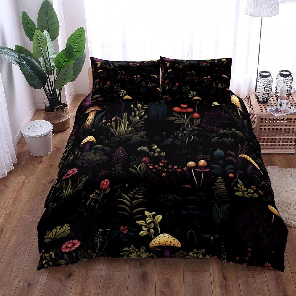 celestial mushroom Duvet Cover Set UK Single Double Queen US Twin Full King Size pkm Bed Linen Set