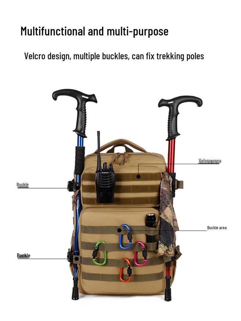 Tactical Camouflage Double Shoulder Backpack for Outdoor Hiking and Climbing, Large Capacity.