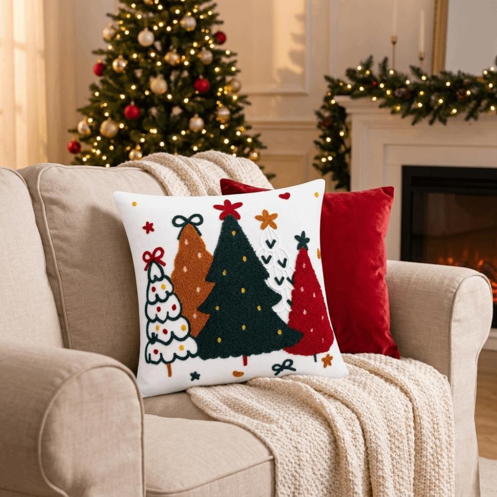 Colorful Christmas Pillowcase Soft Xmas Tree Pillowslip Holiday Pillow Cushion Cover  Winter