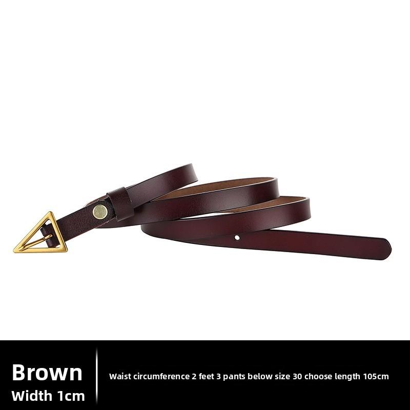 Leather Slim Belt With Alloy Buckle For Party And Daily Fashion