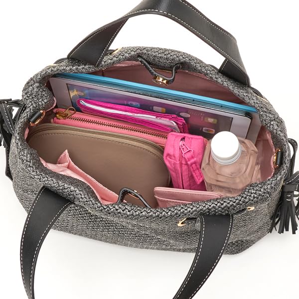 Labagagerie Side Tassel Summer Tote, Medium, B007202, Ivory (33)