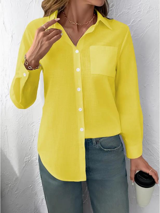 2025 Autumn Women's Casual Long Sleeve Pocket Shirt