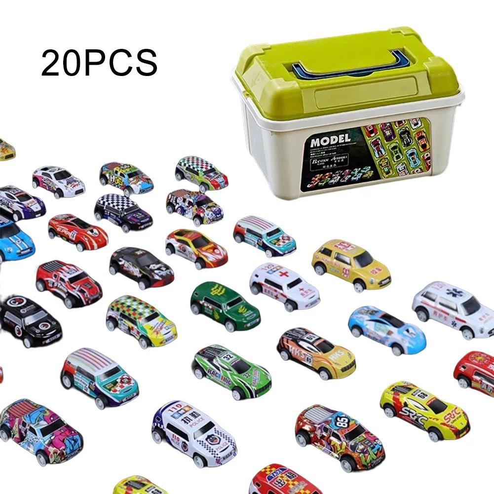 Mini Alloy Car Model Set with Storage Box Pullback Diecast Cars Toys for Boy Birthday Gifts Sliding Inertia Vehicle Children Toy