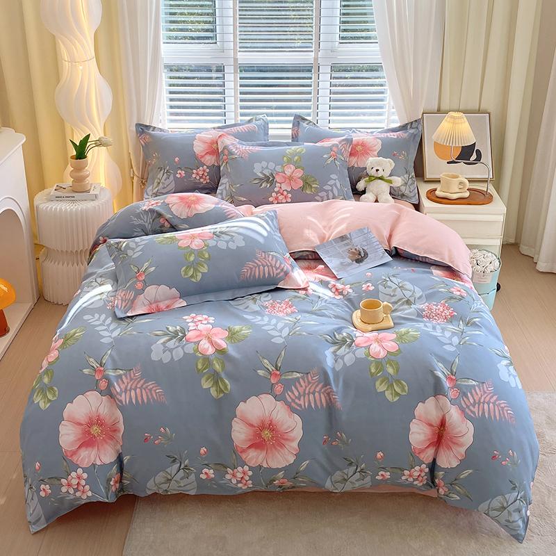 Flower Botanical Duvet Cover Set 3pcs Floral Bedding Set for Kids and Adults Comforter Covers Pillowcases, Washable Home Textil