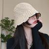 Chic Round Top Wide Brim Fisherman Hat Women Sun Hat Korean Hollow Out Breathable