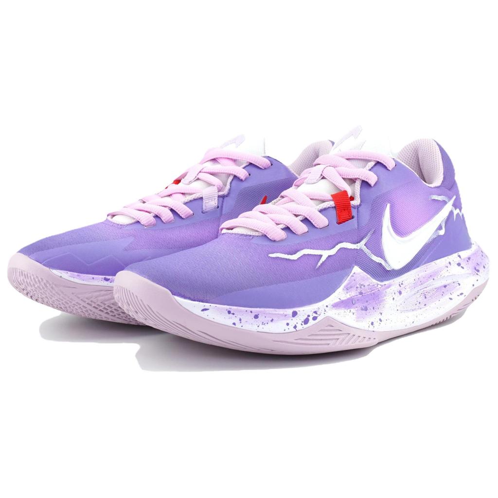 Nike Precision 6 Purple Lightning Thunder Cloud Mesh, Textile Cushioning, Wear Resistant Low top Basketball Shoes Men's DD9535-100(Team479-)