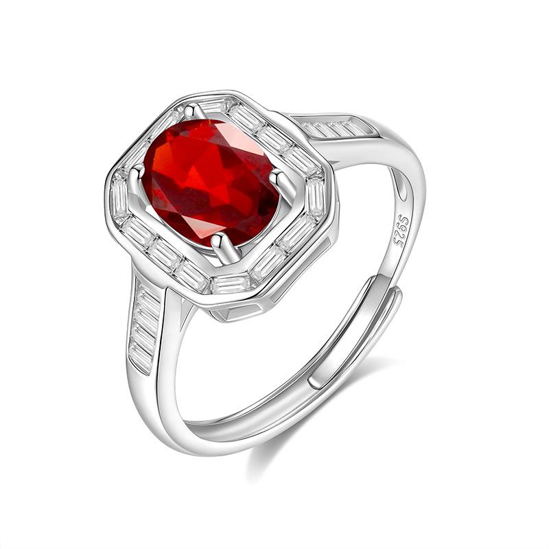 New Arrival S925 Sterling Silver Ring 68mm Oval Natural Stone Luxury Inlaid Light Luxury Crystal Women Fine Jewelry