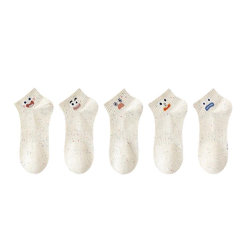 Summer Sock Children's Short Socks Trendy Shallow-cut Low-top Lightweight Style Cute Cartoon College-style Girls' Lace Cotton Stockings