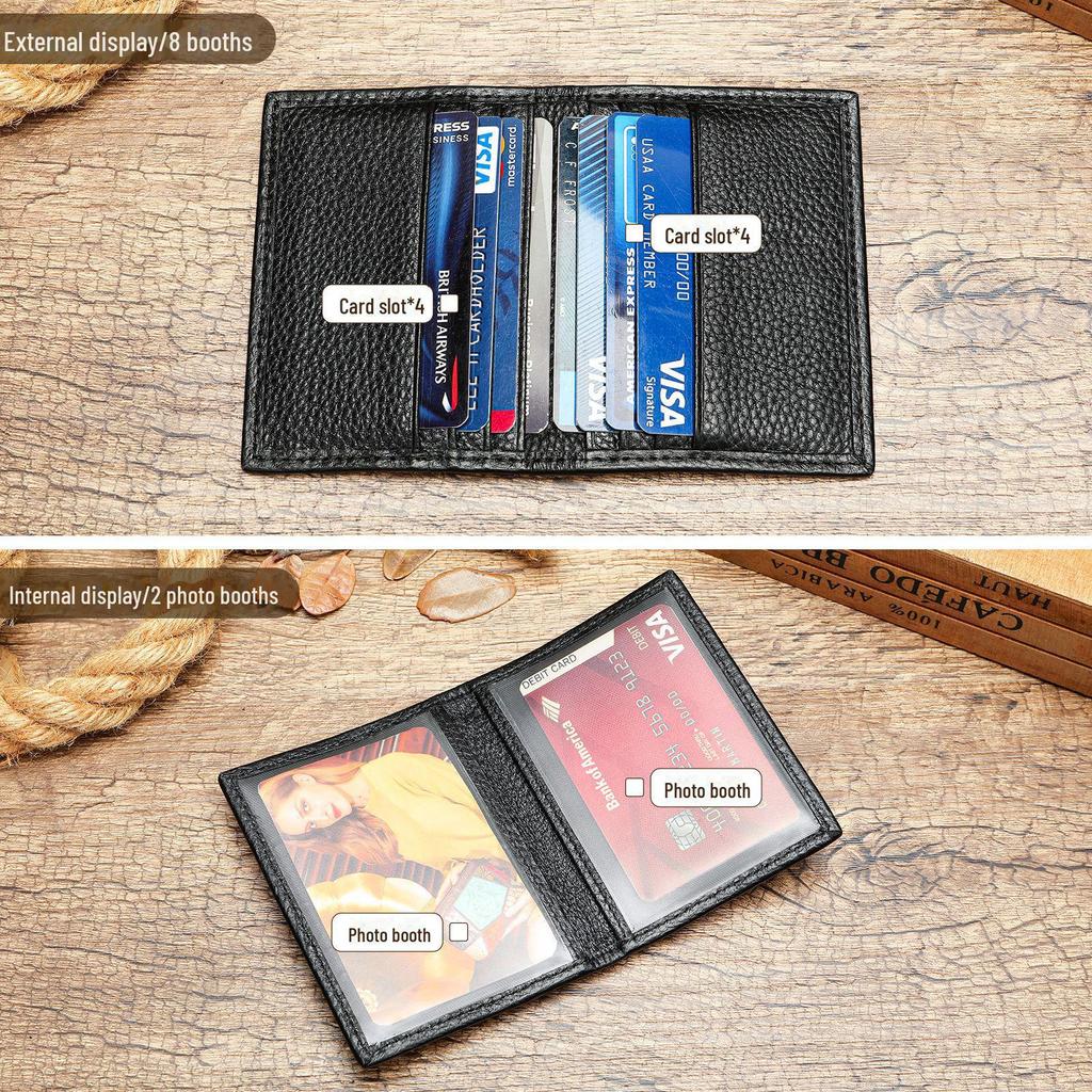 Carteira porta-cartões Marant de Couro de Vaca Ultrafina de Couro Genuíno para Homens e Mulheres