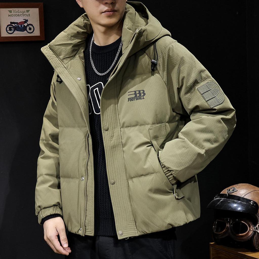 Men's 2025 Thick Warm Hooded Down Jacket - Windproof, Trendy Autumn/Winter Outerwear, Plus Size Available.