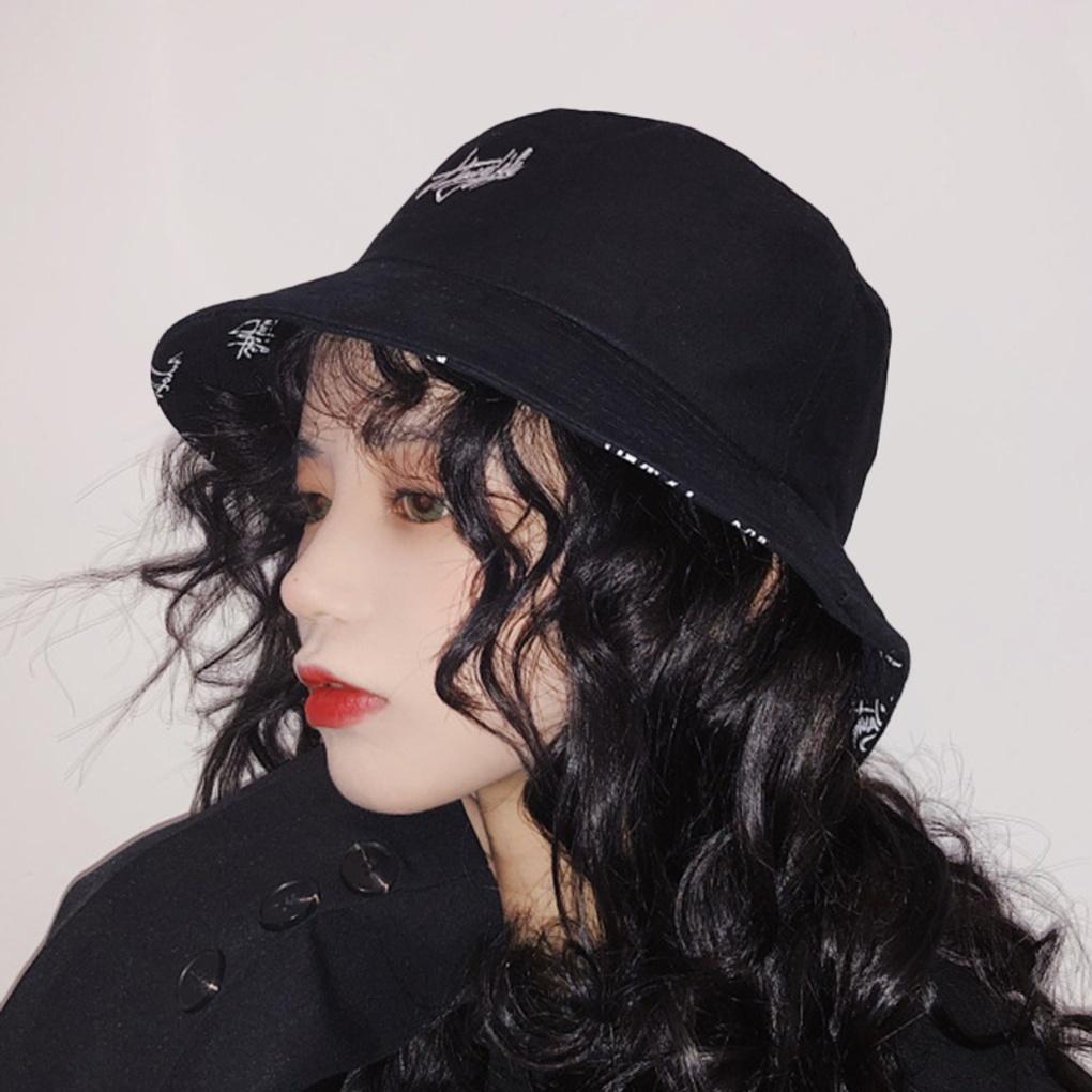 Double-sided initial bucket hat