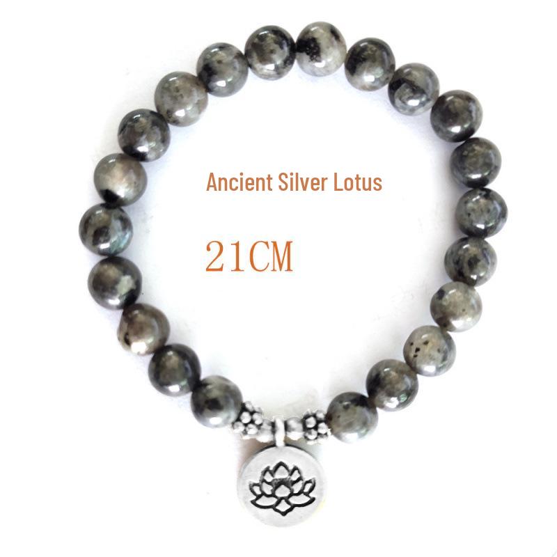 8mm Frosted Amazonite Mala Bracelet with Lotus Yoga Pendant