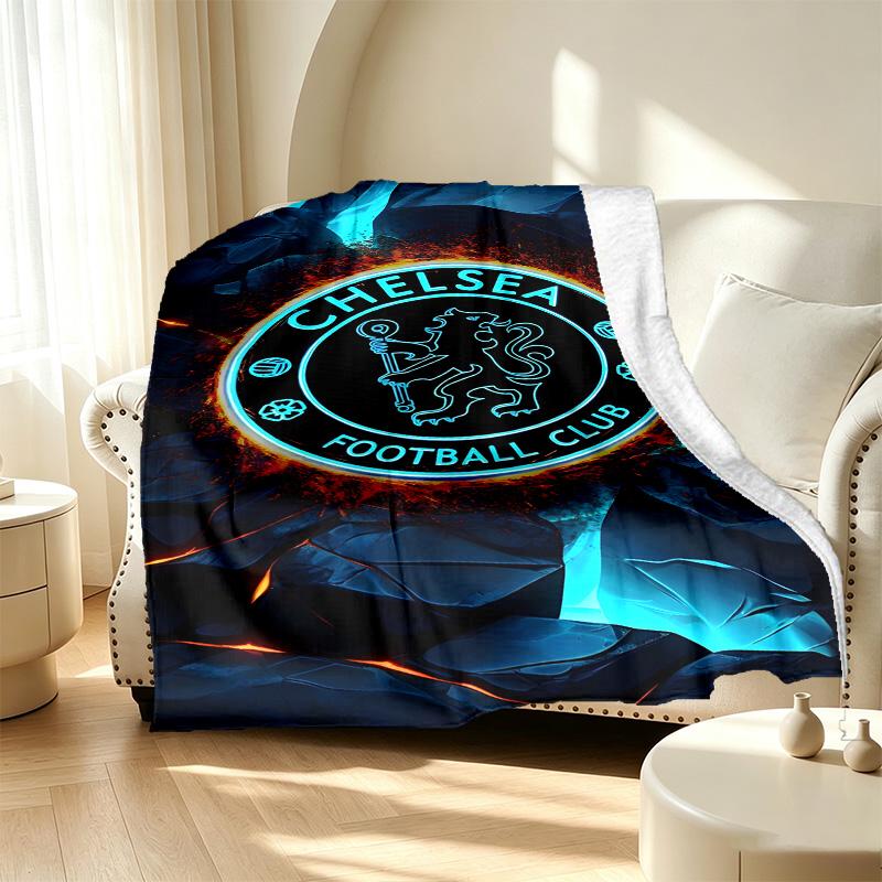 Football club.C Pattern Blanket for Home Decoration, Bed, Sofa, Car Travel, Camping, Suitable for All Seasons, Birthday Christmas Gift