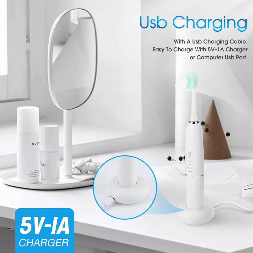 Ultrasonic Electric Toothbrushes Sonic Waterproof USB Charger Tooth Brushes with Timer Calculus Scaler Dental Mirror for Teeth