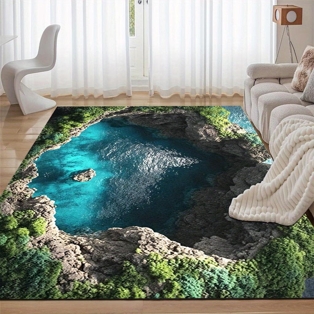 Scenic Waterfall Rug for Nature Lovers Relaxing Landscape Decor Indoor Outdoor Area Rugs Anti slip carpet can be machine washed