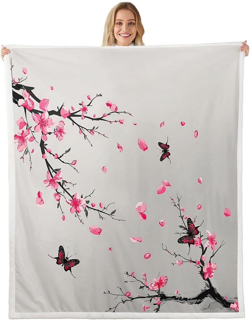 GUOYU Blanket Cat Anime Fleece Throw Blanket Queen Japanese Retro Funny Cat Sherpa Blanket Boys Girls Japanese Style Plush Blanket Japanese